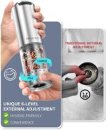 CIRCLE JOY Salt and Pepper Grinding unit usb charging Stainless steel Pepper grinding machine, 6-level adjustable roughness - Image 6