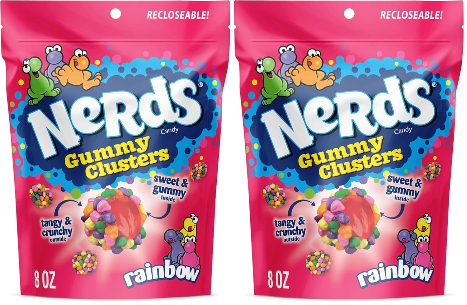 7065128686b5d7c8c1939b25db652187 Nerds Gummy Clusters Candy, Rainbow, 8 Ounce | Resealable Bag | Pack of 2 - Image 1